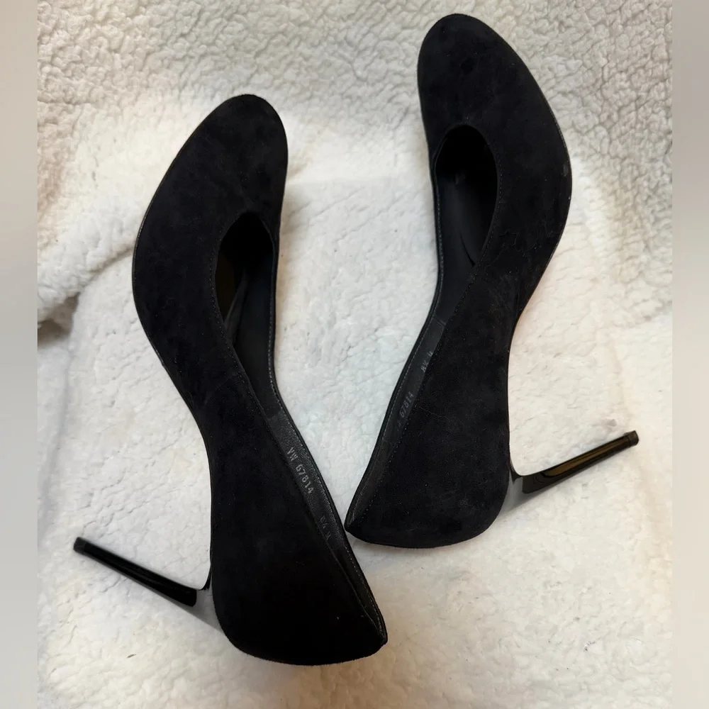 Stuart Weitzman Black Suede Women’s Round Toe Pumps Stiletto Heels Size 8.5M